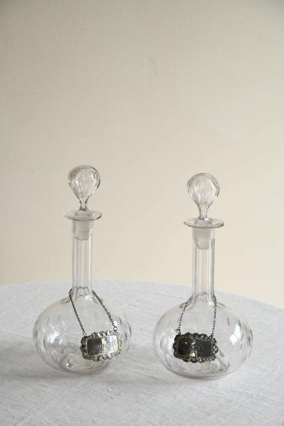Pair Antique Globe Decanters