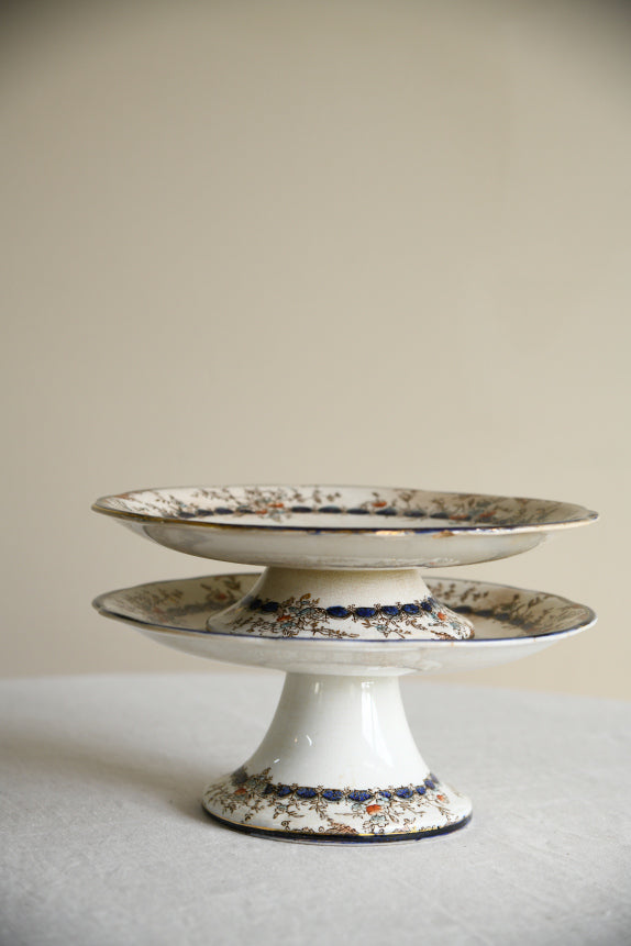 Pair Victorian Ceramic Cake Stands