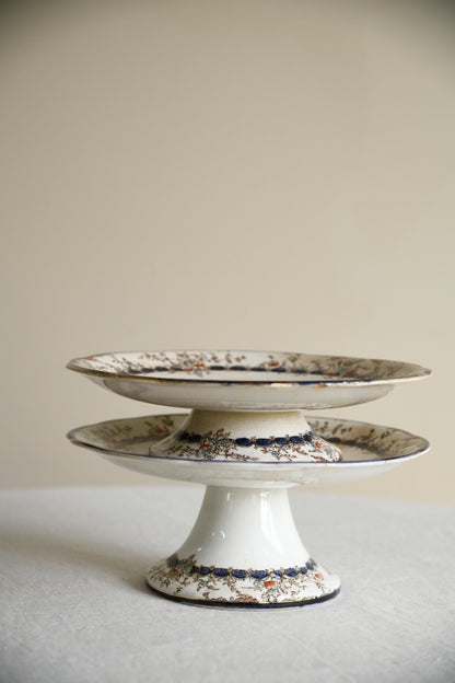 Pair Victorian Ceramic Cake Stands
