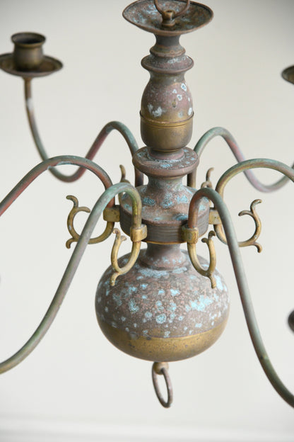 Single Dutch Style Brass 6 Arm Candelabra Chandelier