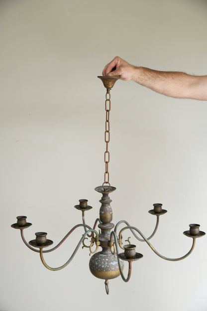 Single Dutch Style Brass 6 Arm Candelabra Chandelier
