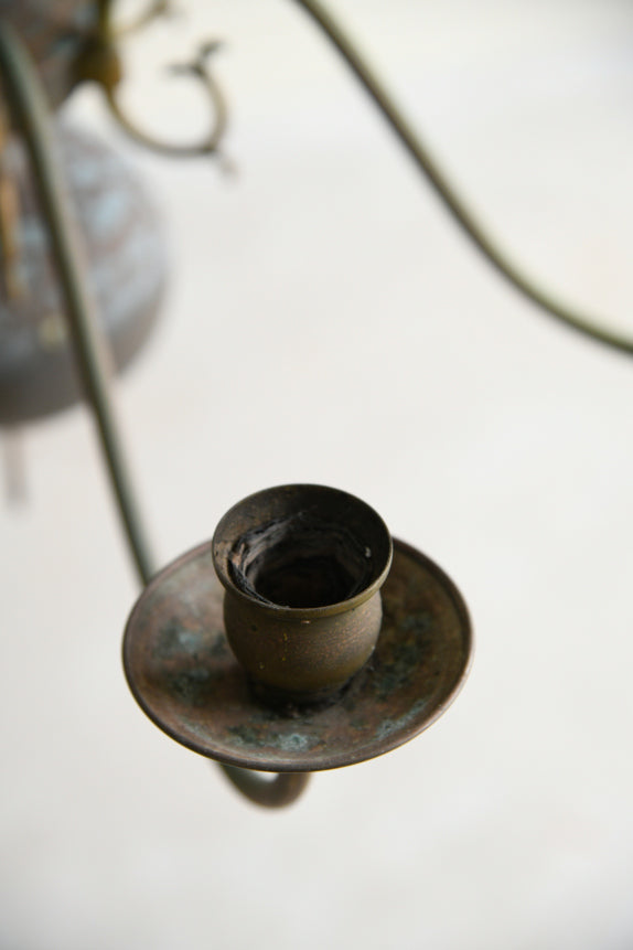 Single Dutch Style Brass 6 Arm Candelabra Chandelier