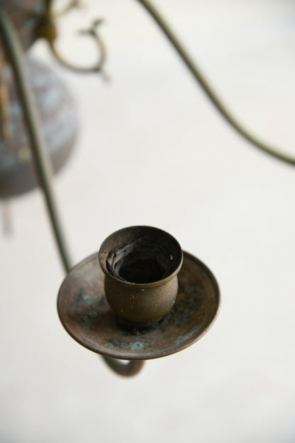 Single Dutch Style Brass 6 Arm Candelabra Chandelier