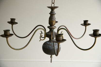Single Dutch Style Brass 6 Arm Candelabra Chandelier
