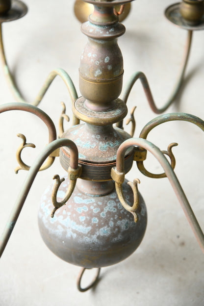 Single Dutch Style Brass 6 Arm Candelabra Chandelier