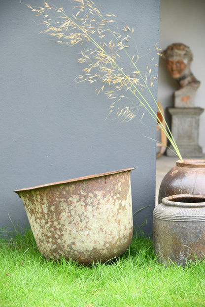 Antique Cast Iron Cauldron Boiler Planter