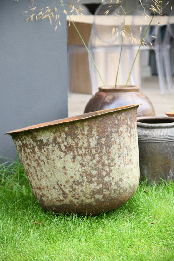 Antique Cast Iron Cauldron Boiler Planter