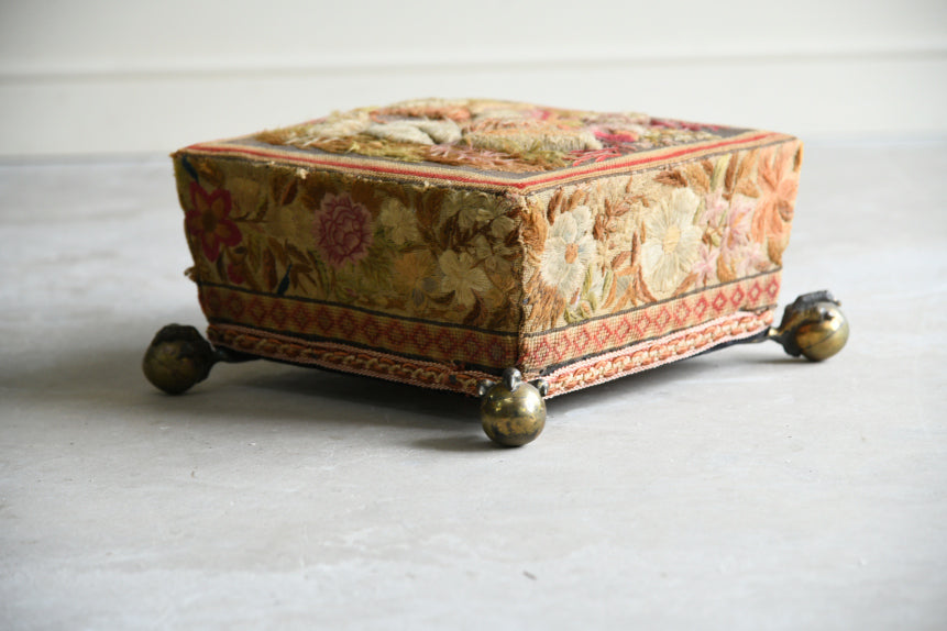 Antique Tapestry Footstool