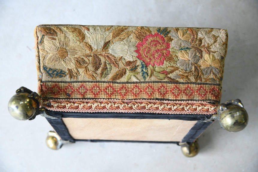 Antique Tapestry Footstool