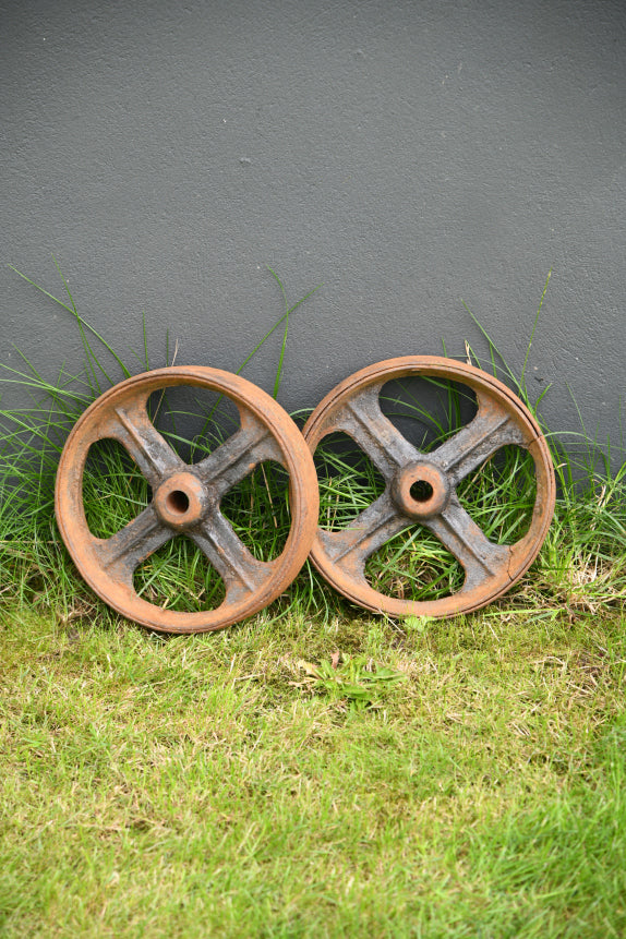 Pair Antique Cast Iron Wheels