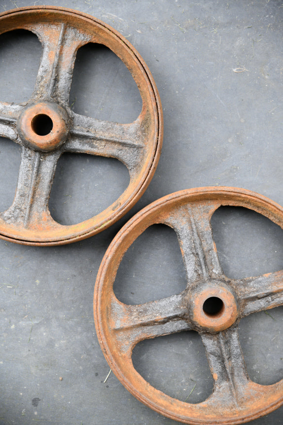 Pair Antique Cast Iron Wheels