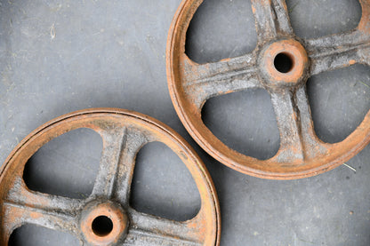 Pair Antique Cast Iron Wheels