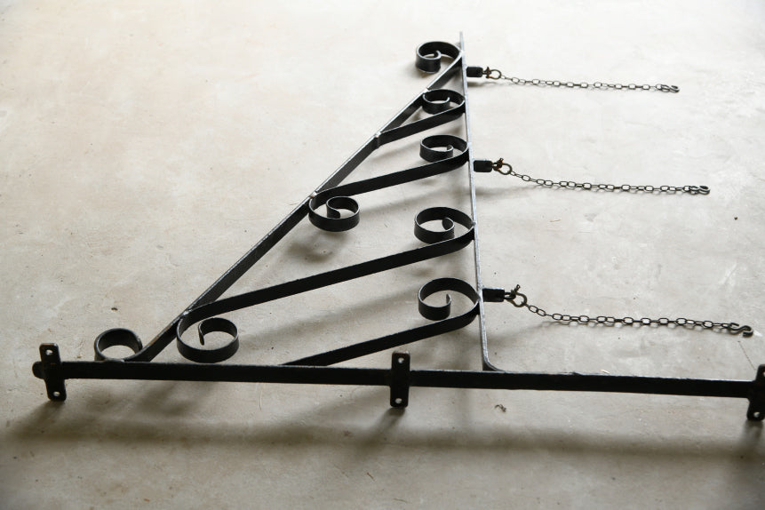 Large Black Wrought Iron Sign Hanger