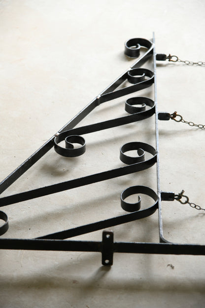 Large Black Wrought Iron Sign Hanger