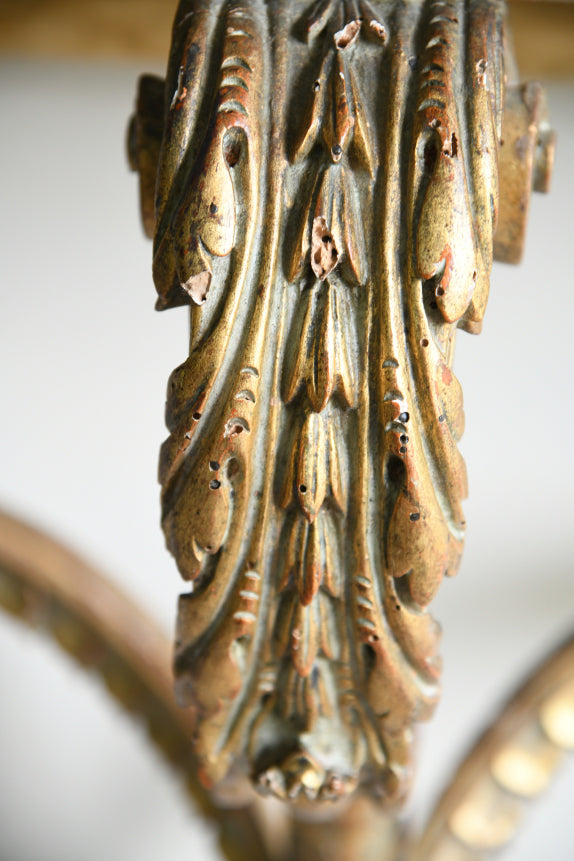 Italian Gilt Wood Marble Demi Lune Console