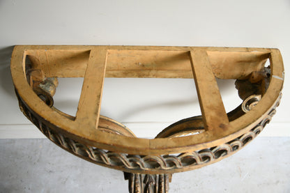 Italian Gilt Wood Marble Demi Lune Console