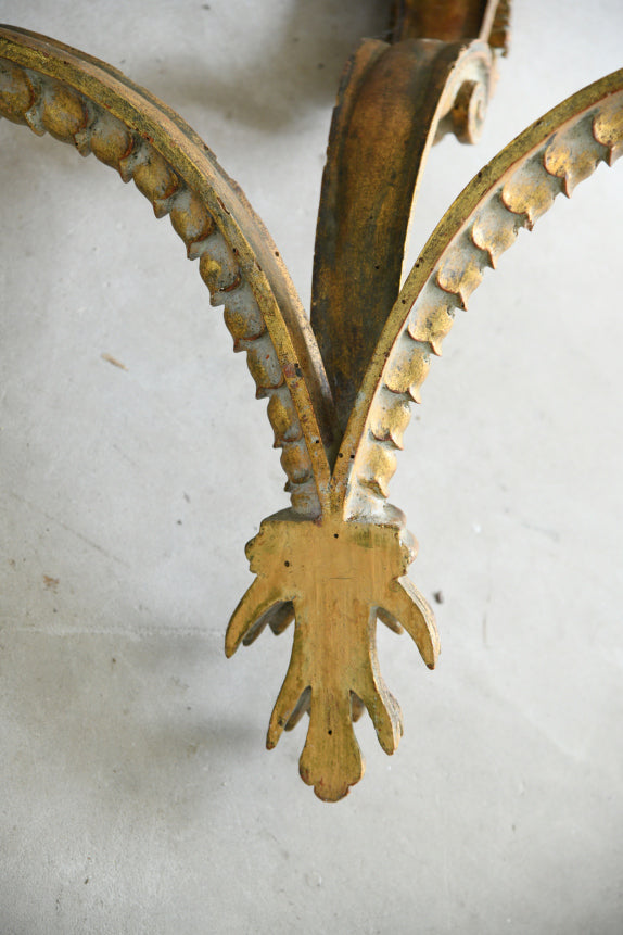 Italian Gilt Wood Marble Demi Lune Console