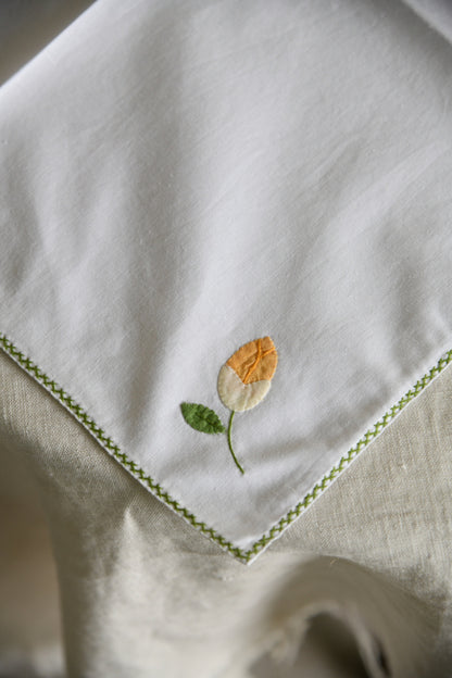 8 Vintage Square White Cotton Napkins