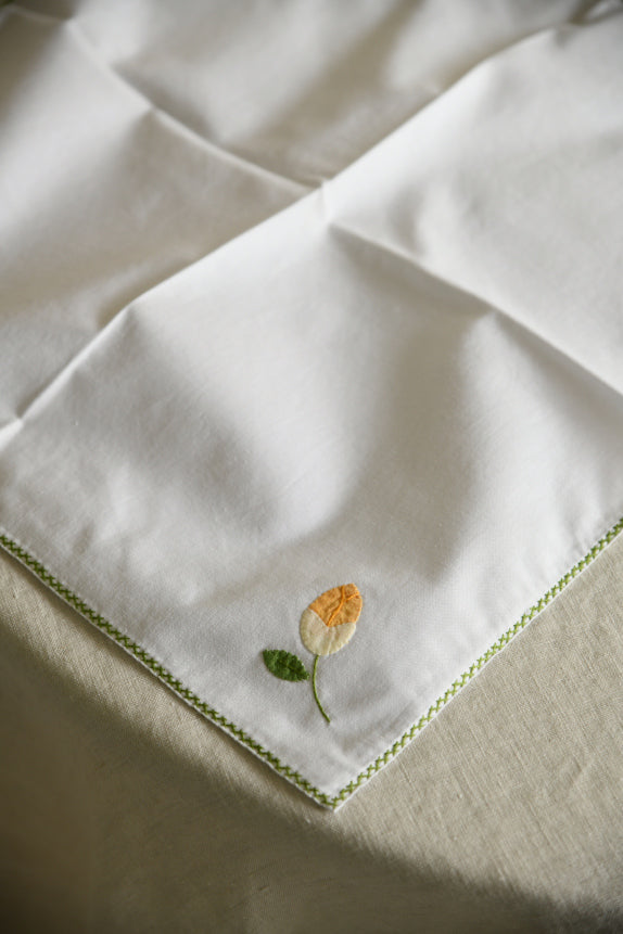 8 Vintage Square White Cotton Napkins