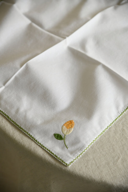 8 Vintage Square White Cotton Napkins