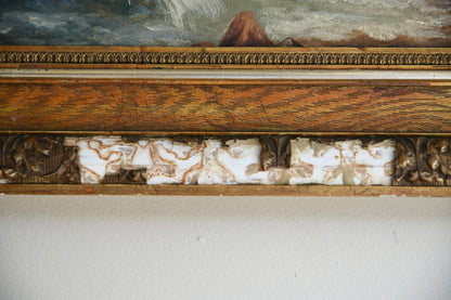 Antique Coastal Oil On Canvas