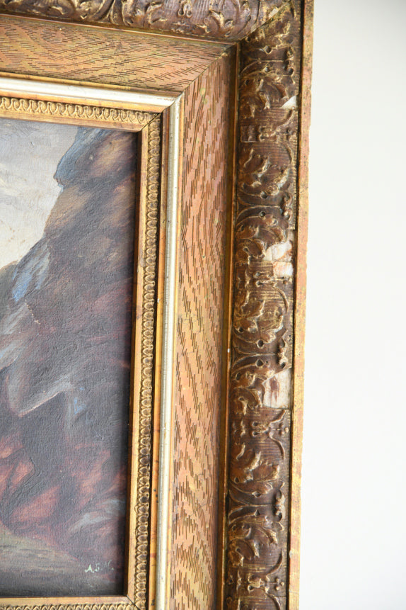 Antique Coastal Oil On Canvas