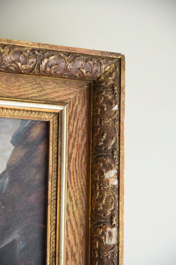 Antique Coastal Oil On Canvas