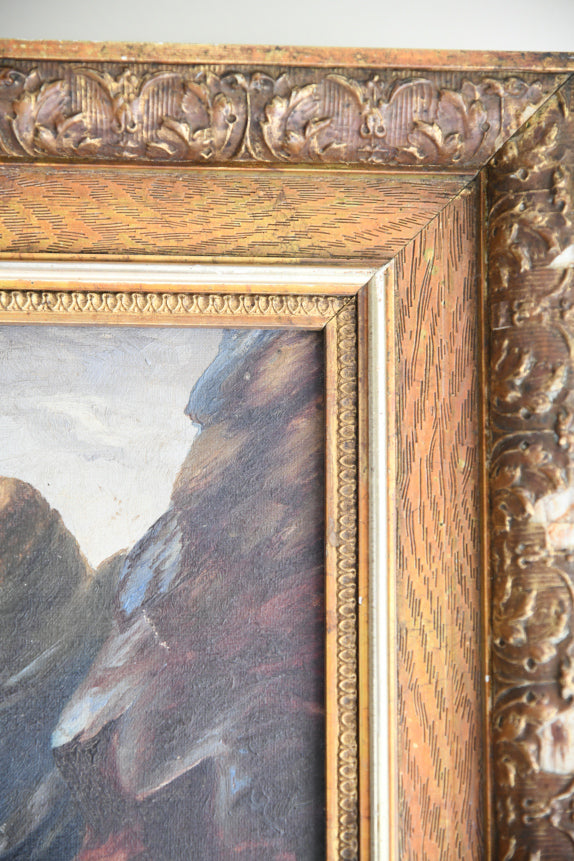 Antique Coastal Oil On Canvas