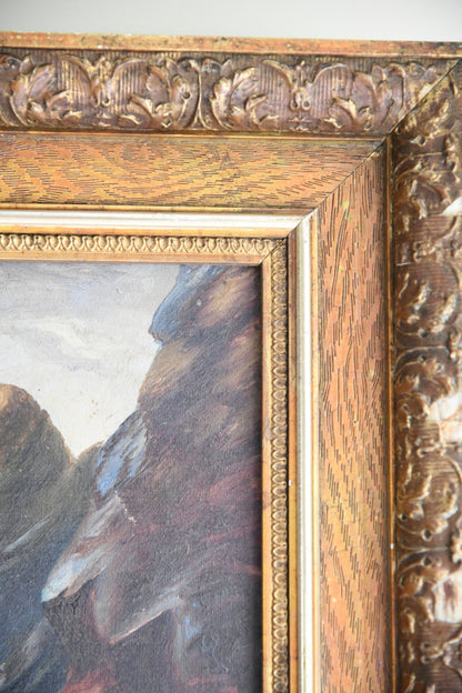 Antique Coastal Oil On Canvas