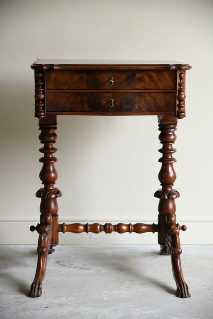 Antique Continental Walnut Work Table