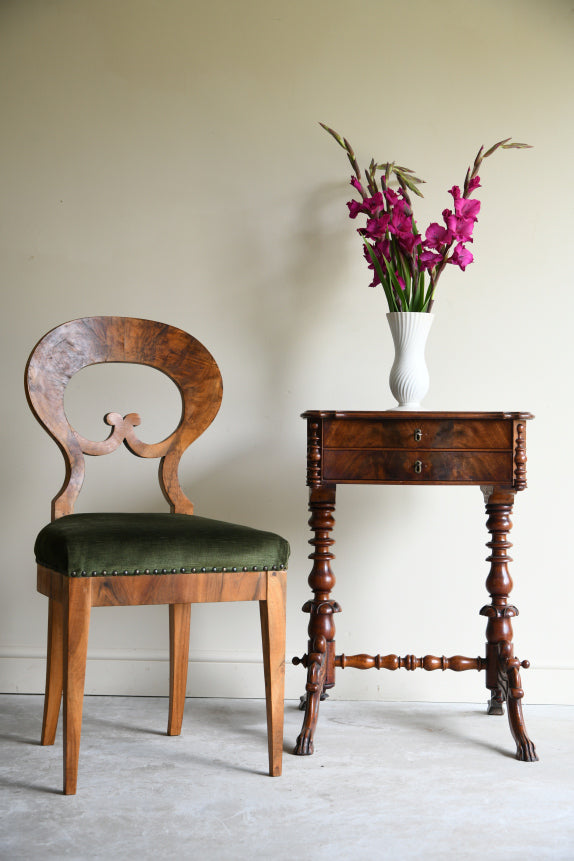 Antique Continental Walnut Work Table