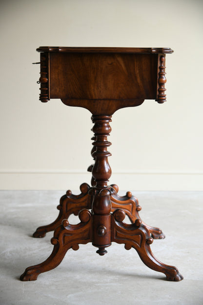 Antique Continental Walnut Work Table