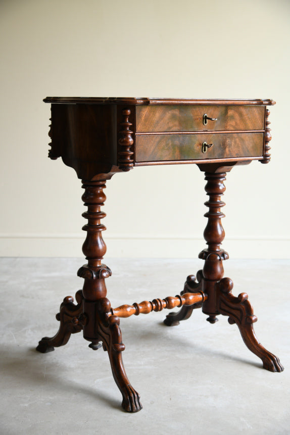 Antique Continental Walnut Work Table