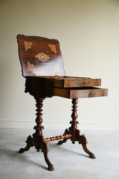 Antique Continental Walnut Work Table