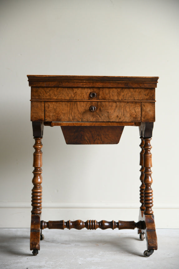 Antique Victorian Walnut Sewing Table
