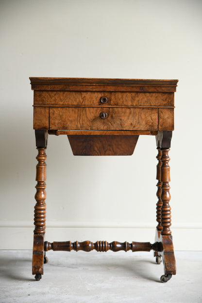 Antique Victorian Walnut Sewing Table