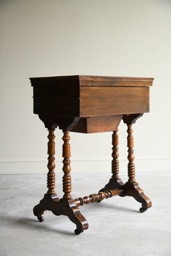 Antique Victorian Walnut Sewing Table