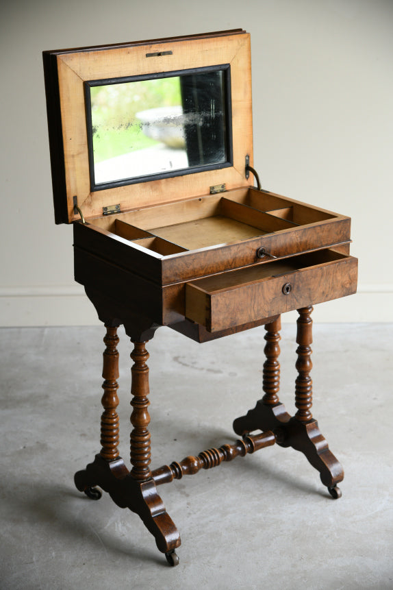 Antique Victorian Walnut Sewing Table