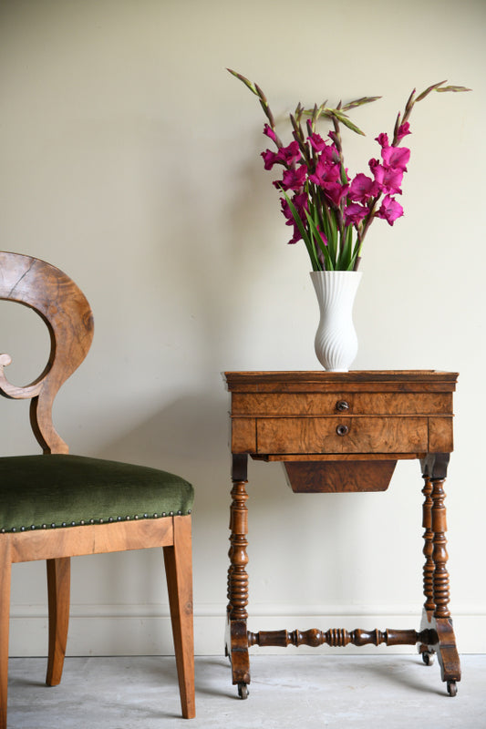 Antique Victorian Walnut Sewing Table