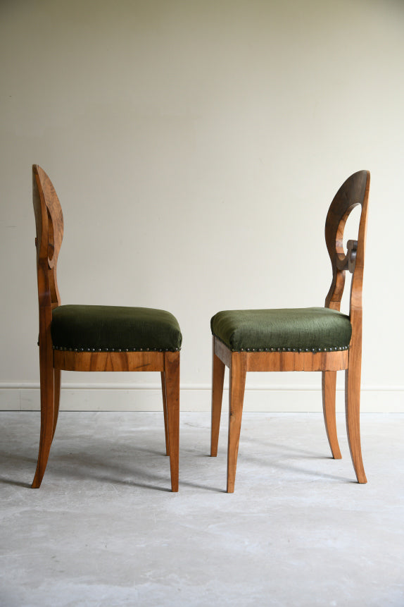 Pair Biedermeier Walnut Side Chairs
