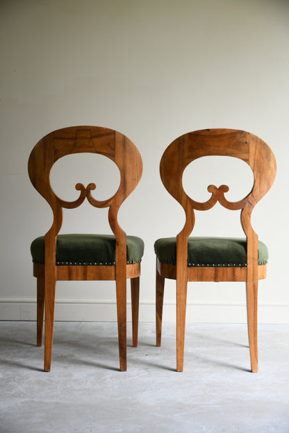 Pair Biedermeier Walnut Side Chairs