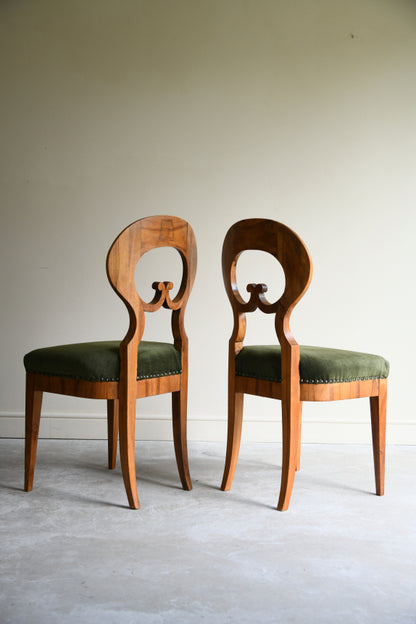 Pair Biedermeier Walnut Side Chairs
