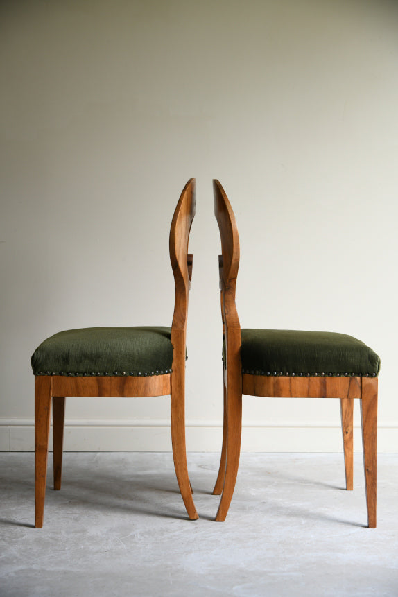 Pair Biedermeier Walnut Side Chairs