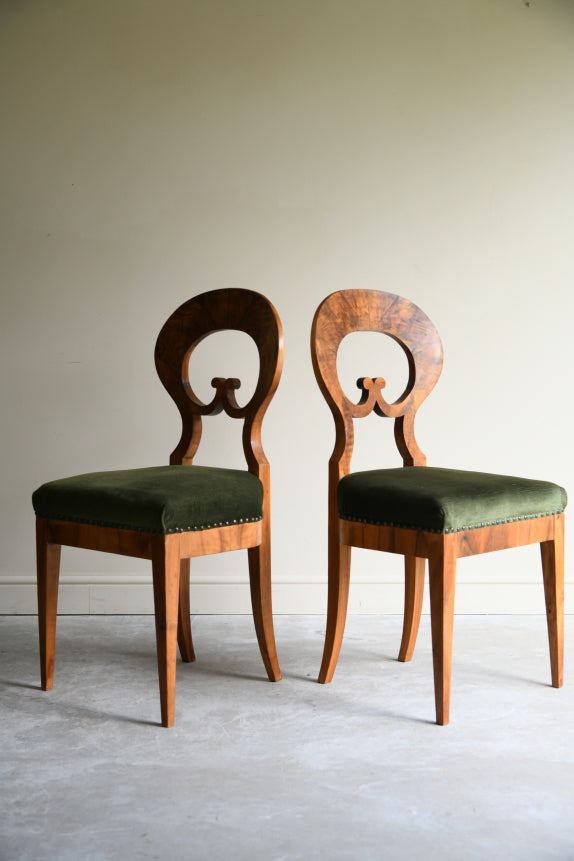 Pair Biedermeier Walnut Side Chairs