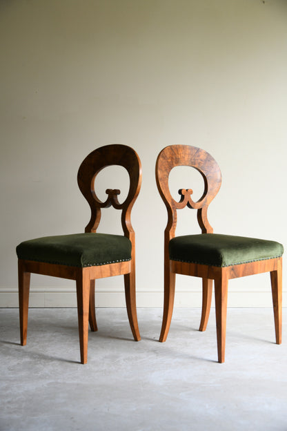 Pair Biedermeier Walnut Side Chairs