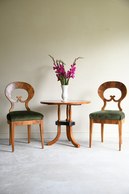Pair Biedermeier Walnut Side Chairs