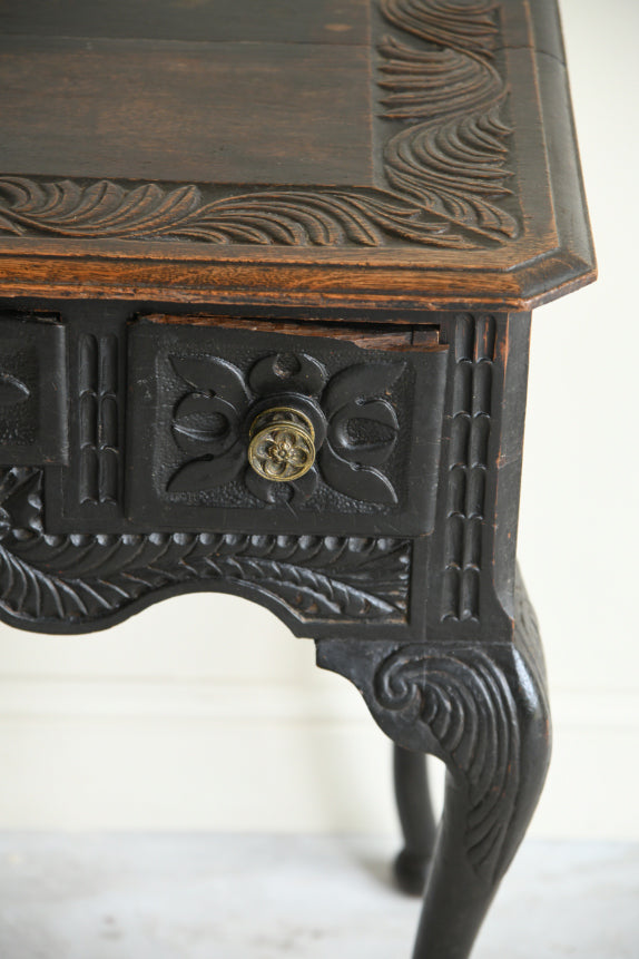 Antique Carved Oak Side Table