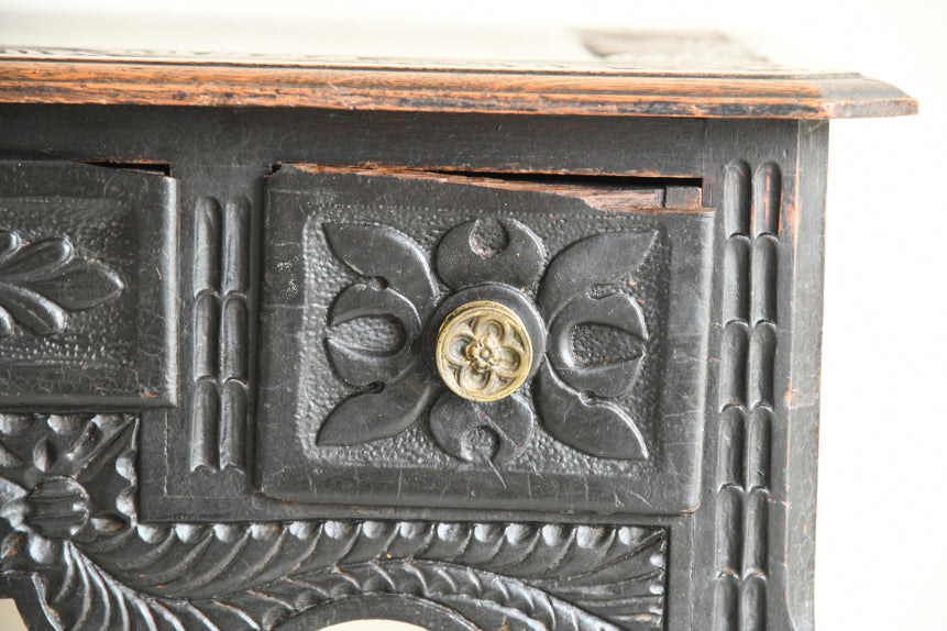 Antique Carved Oak Side Table