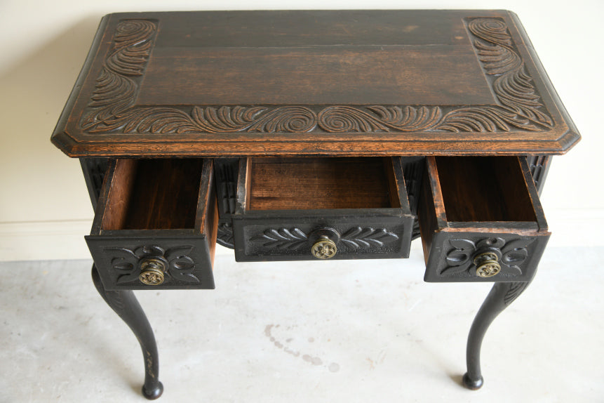 Antique Carved Oak Side Table
