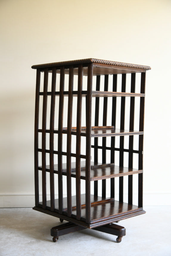 Edwardian Oak Revolving Bookcase